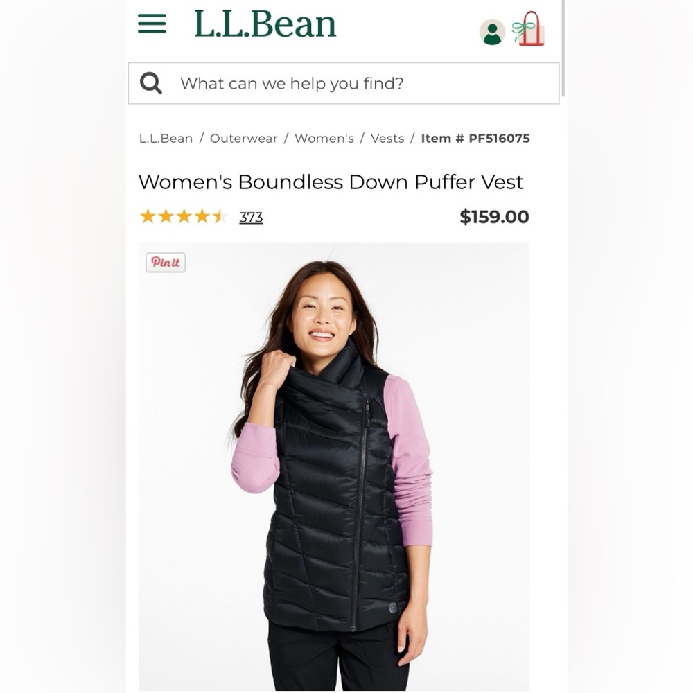 L.L.Bean Women’s Boundless Doen Puffer Vest ~XL~ Black